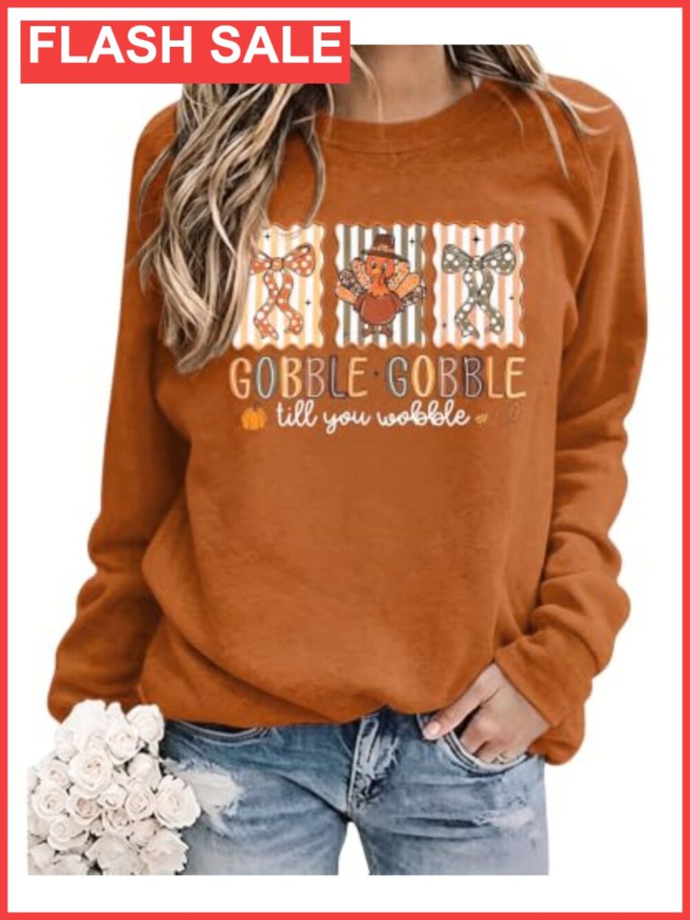 Thanksgiving Sweatshirt Women Pumpkin Gobble Thankful Long Sleeve